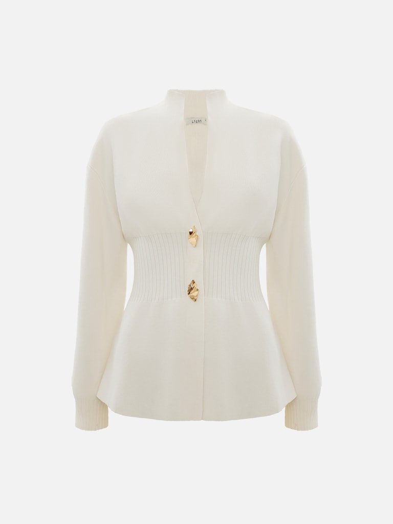 Dopasowany kardigan ze złotymi okuciami