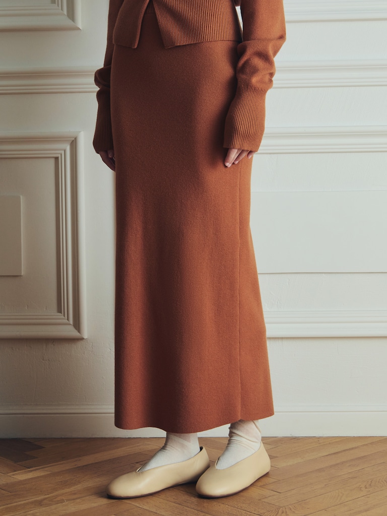 Прямая юбка макси из вязаного трикотажа