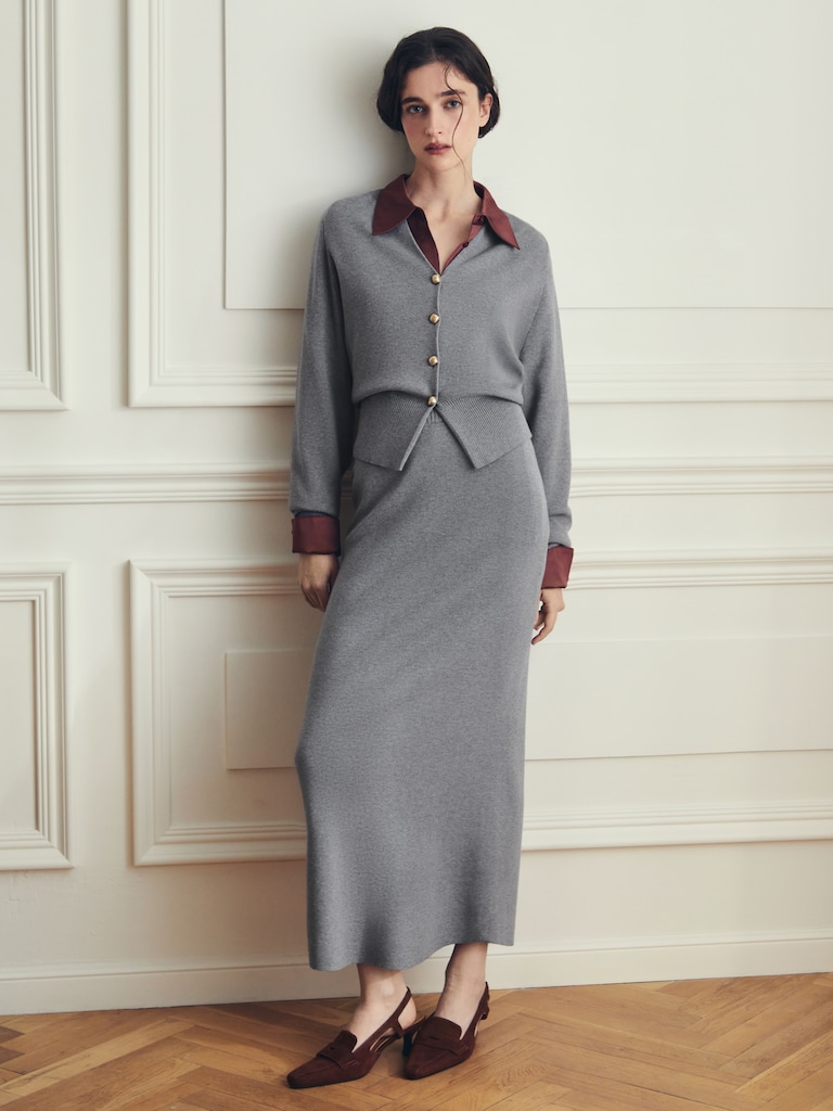 Прямая юбка макси из вязаного трикотажа