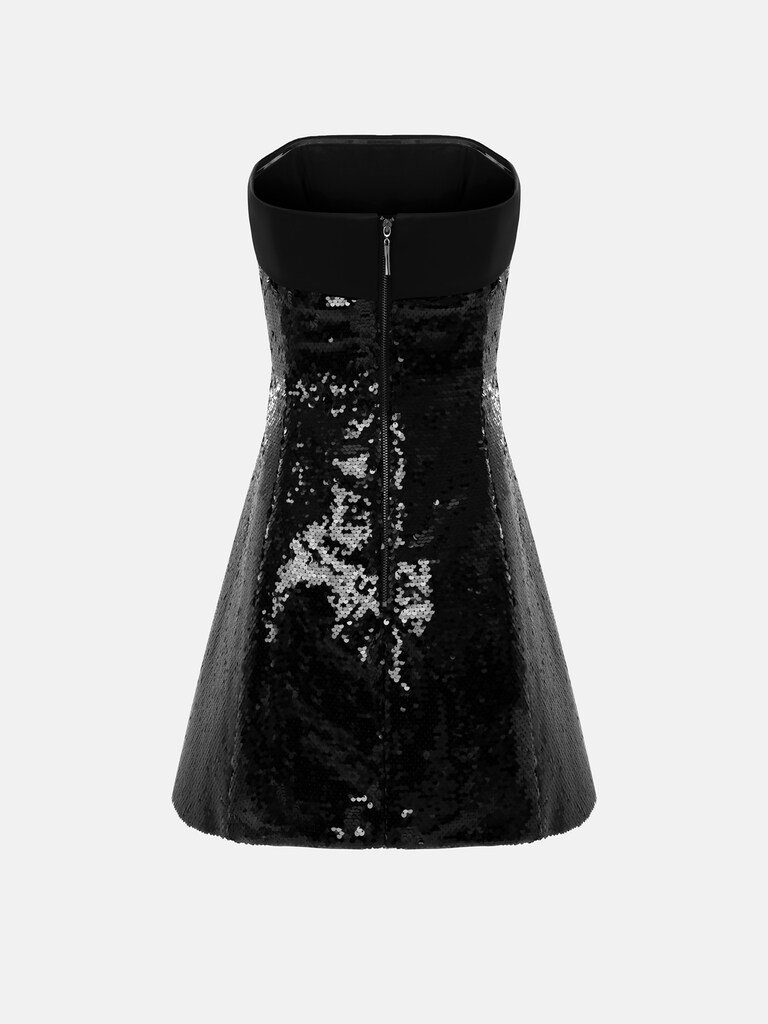 Sequin mini dress with open shoulders