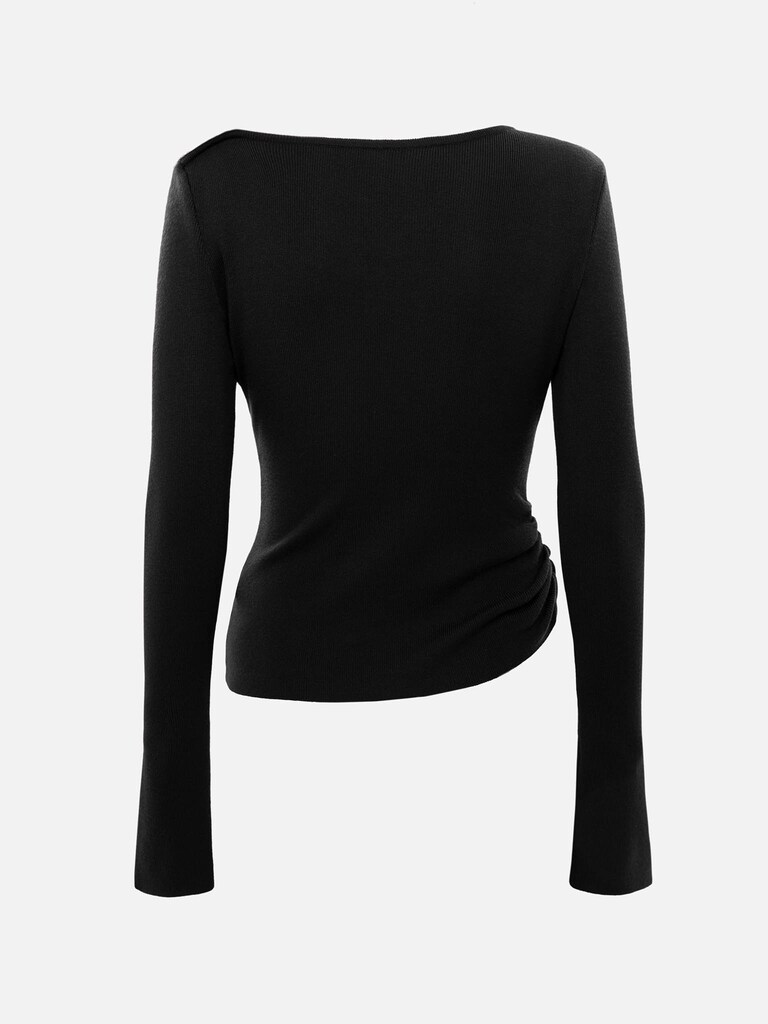 Джемпер из вискозы со сборкой и золотистым декором на воротнике