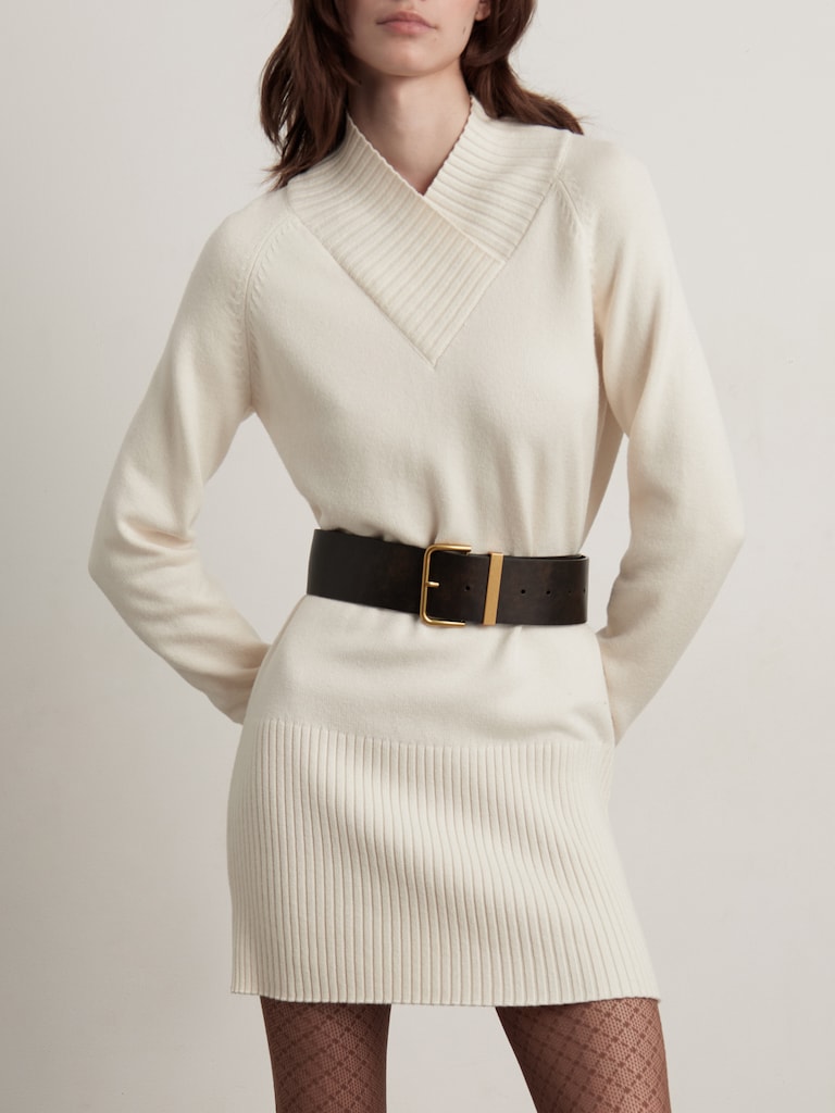 Mini dress in knitted jersey with ribbed details