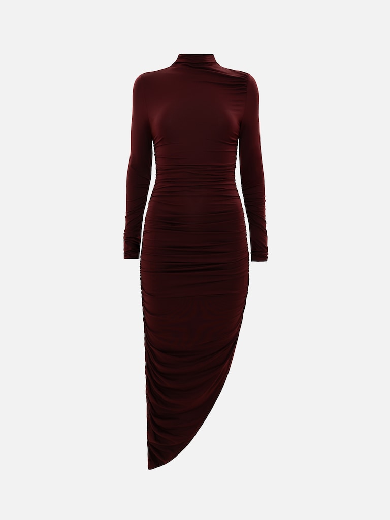 Knitted midi dress with asymmetrical skirt
