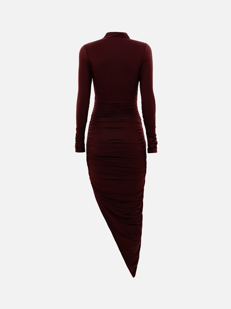 Knitted midi dress with asymmetrical skirt
