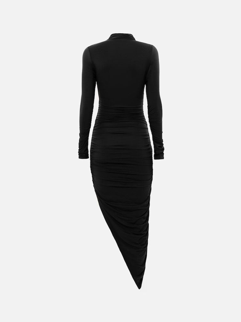 Robe midi en maille avec jupe asymétrique