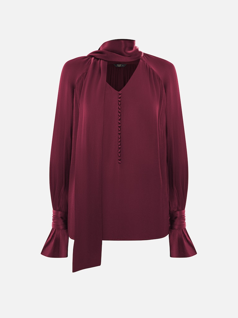 Блуза из вискозы с шарфом-лентой в тон