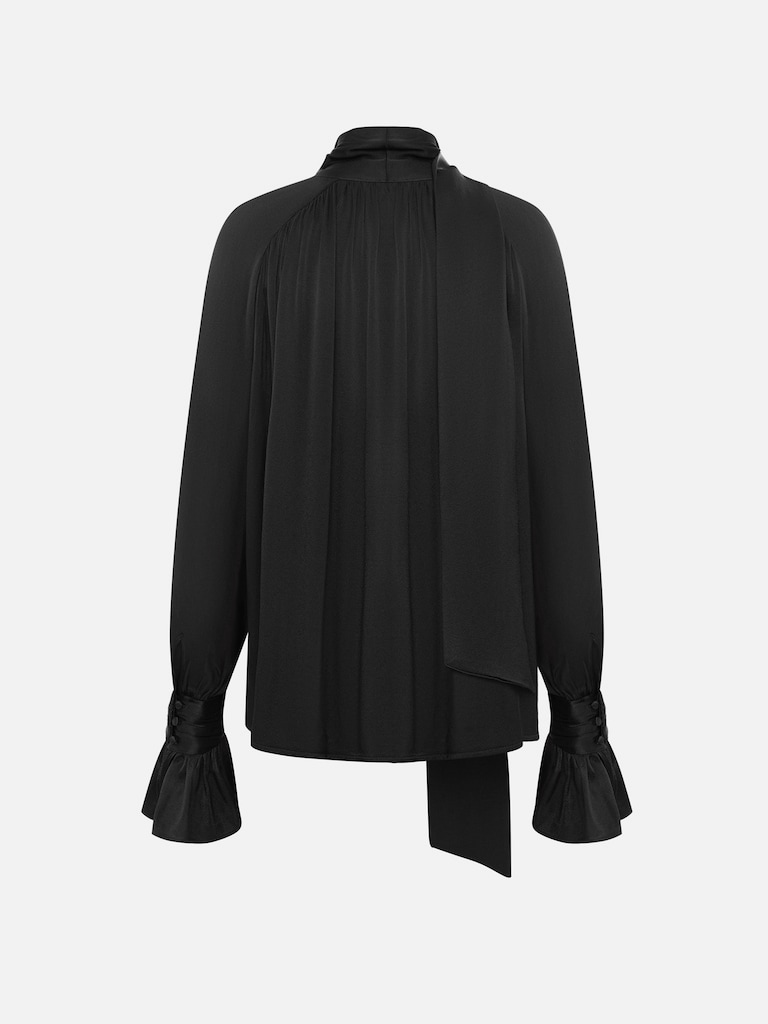 Viscose blouse with matching ribbon scarf