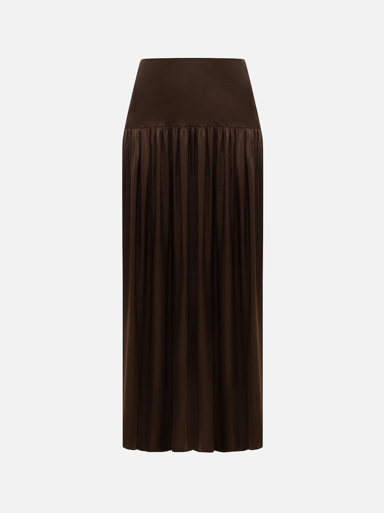 Юбка миди из вискозы со складками на бедрах