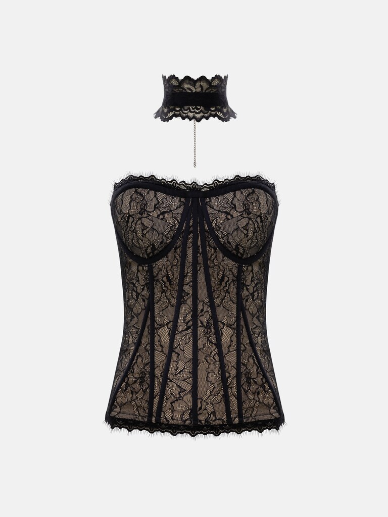 Lace corset with choker