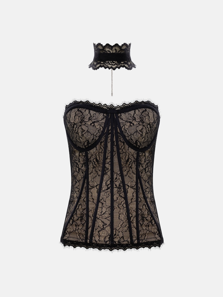 Lace corset with choker
