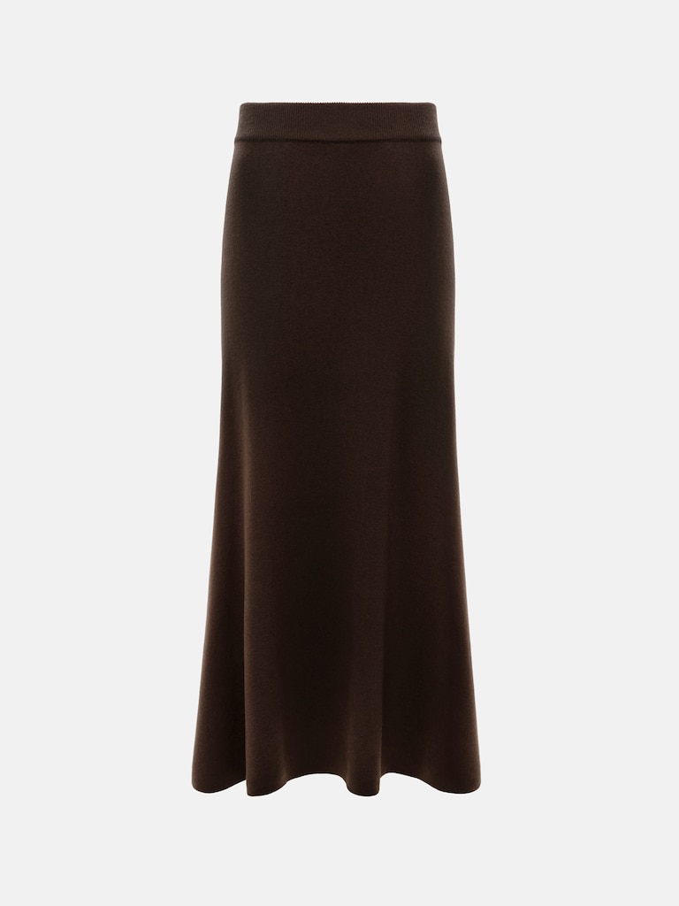 Flared smooth knitted midi skirt