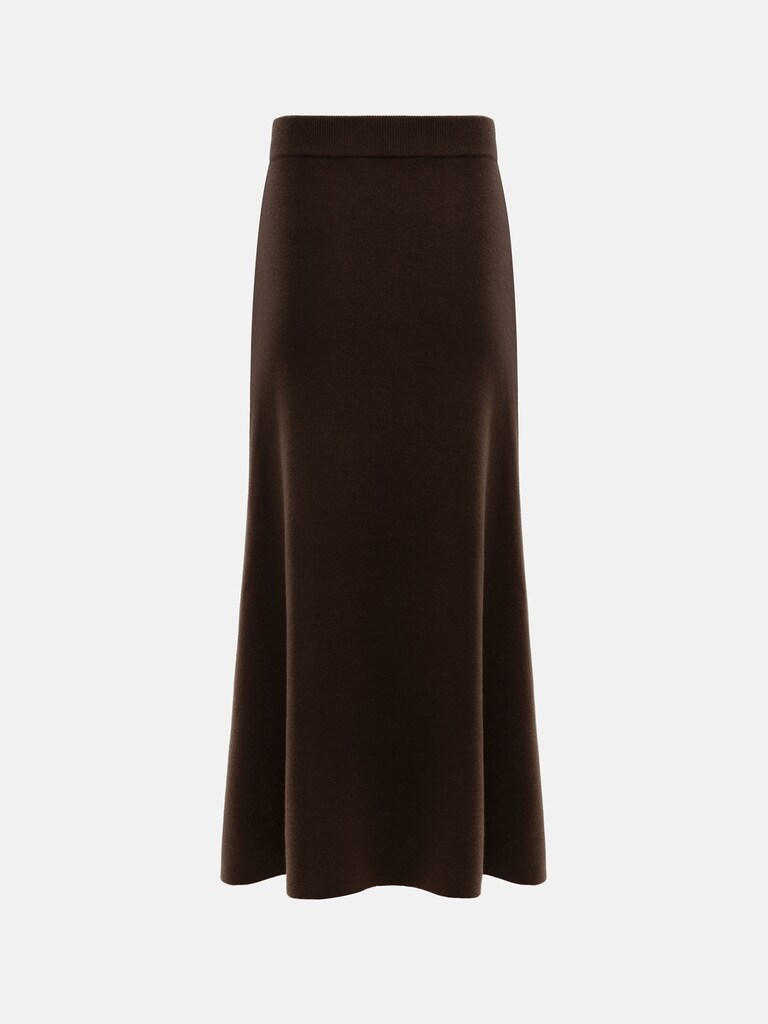 Flared smooth knitted midi skirt