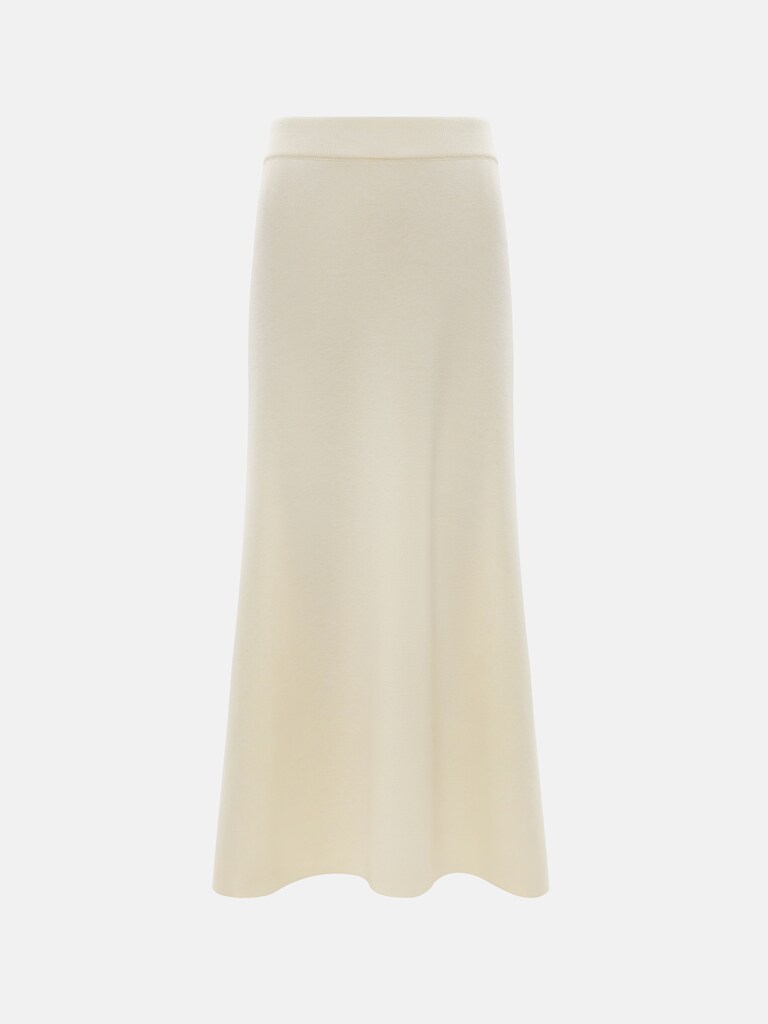 Расклешенная юбка миди из гладкого трикотажа