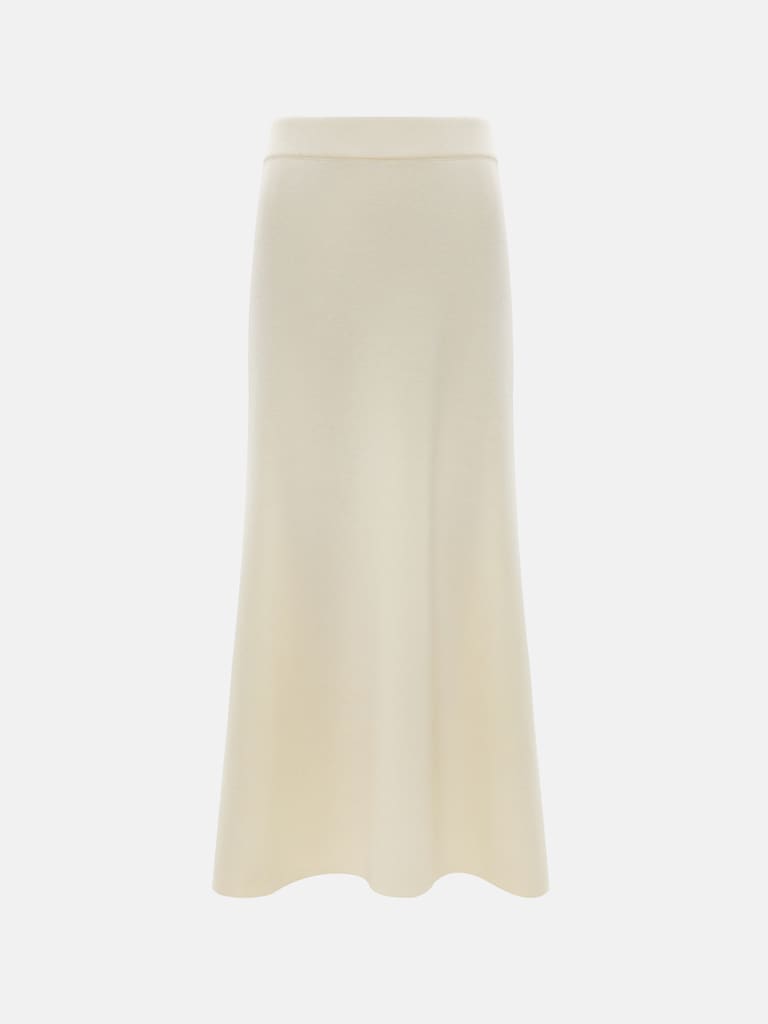 Расклешенная юбка миди из гладкого трикотажа