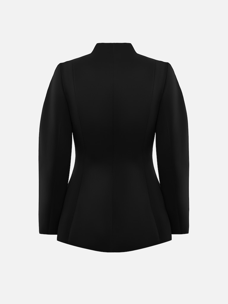 Veste cintrée à manches bouffantes et boutons dorés