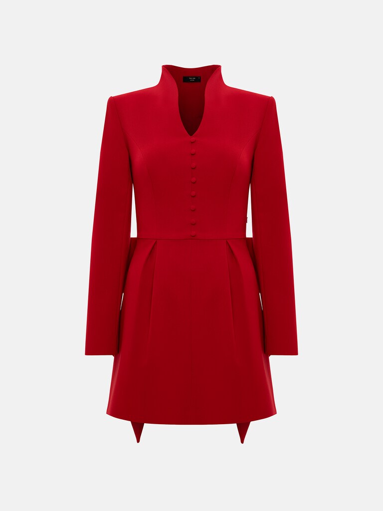 Fitted mini dress with a voluminous bow at the back