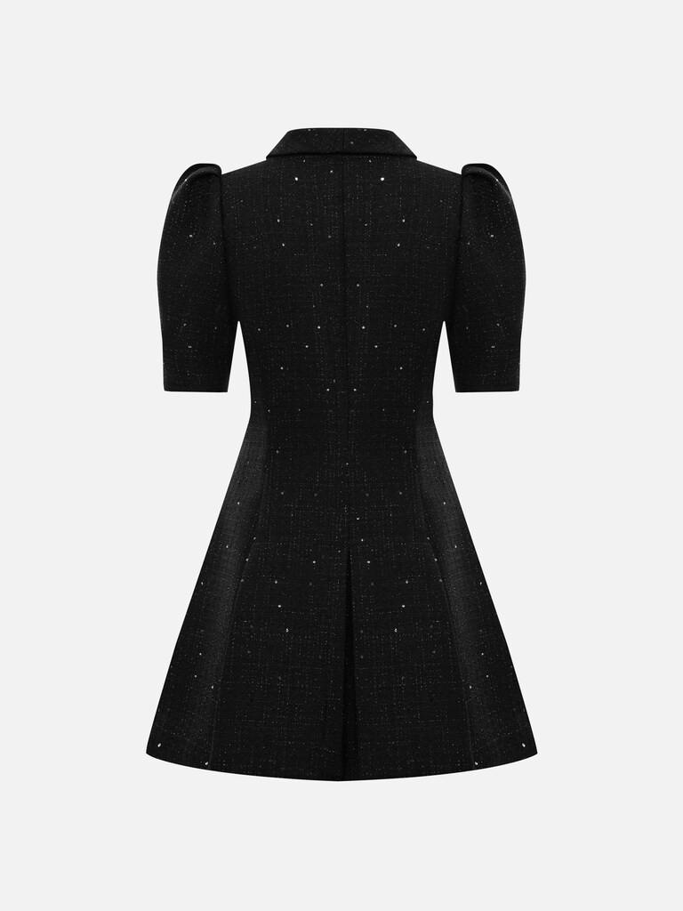 Tweed mini dress with accent buttons