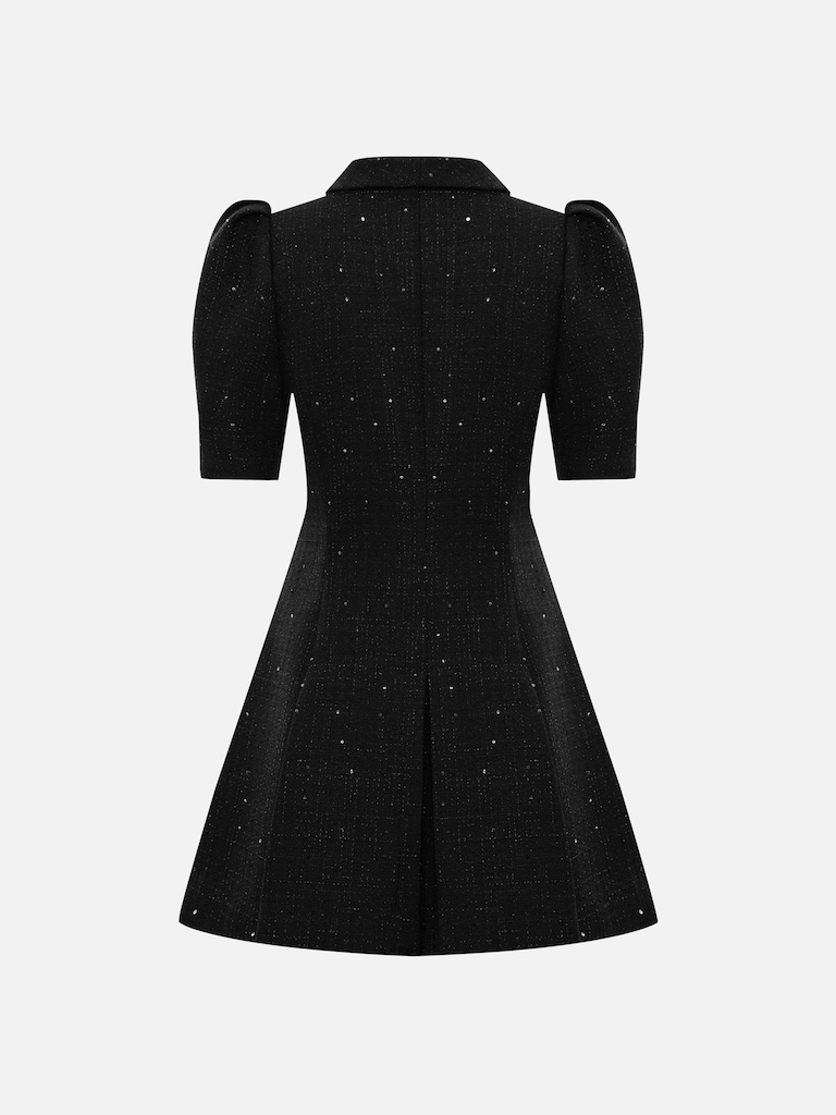 Твидовое платье мини с акцентными пуговицами