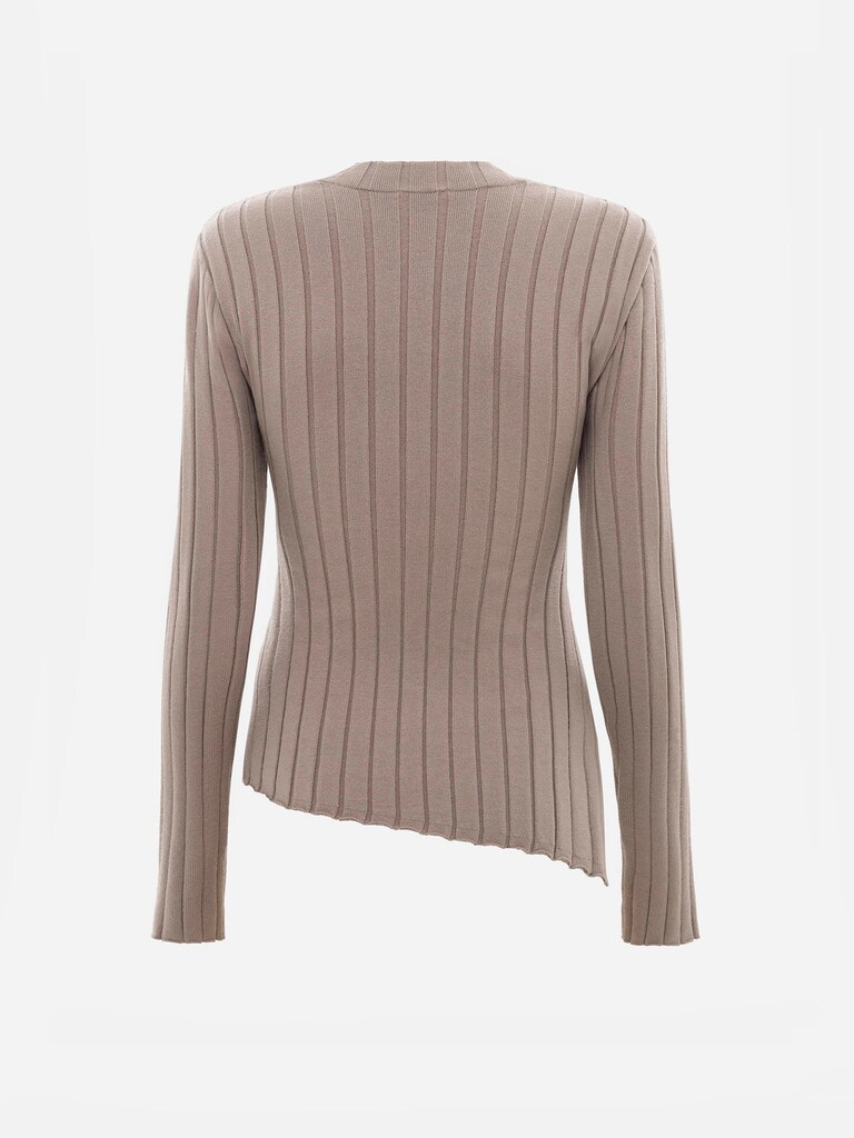 Ribbed jumper with a wrap imitation