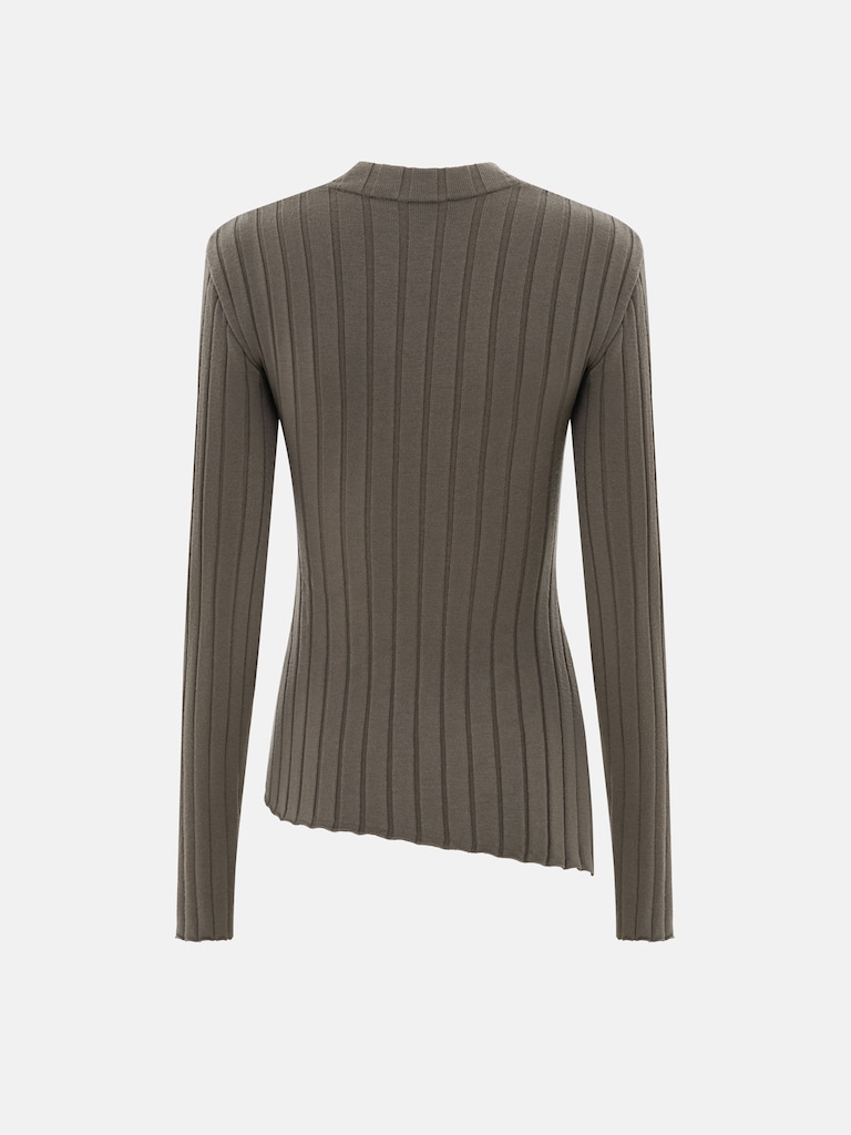Ribbed jumper with a wrap imitation