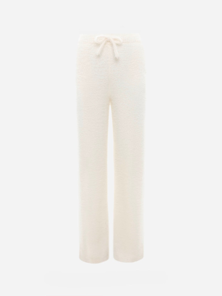 Straight-cut rib-knit trousers