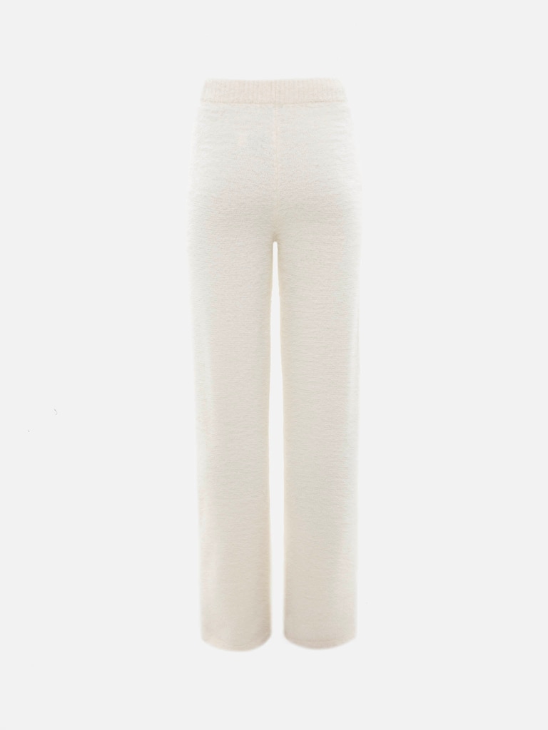 Straight-cut rib-knit trousers