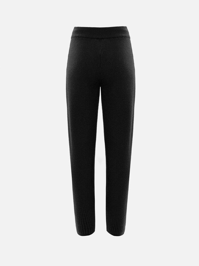 Straight-cut rib-knit trousers
