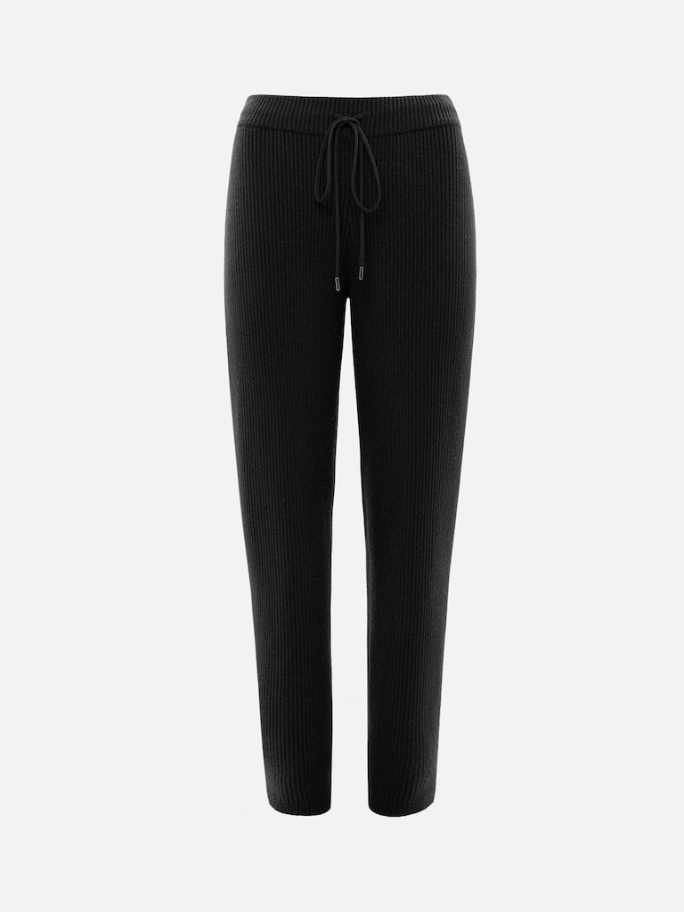 Straight-cut rib-knit trousers