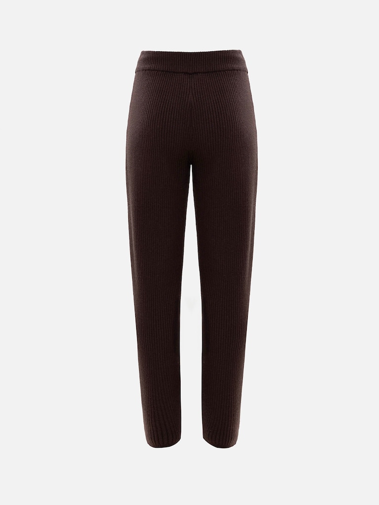 Straight-cut rib-knit trousers