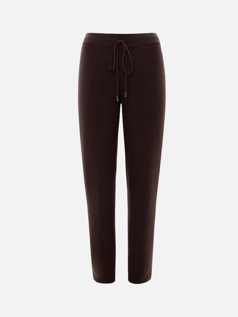 Straight-cut rib-knit trousers