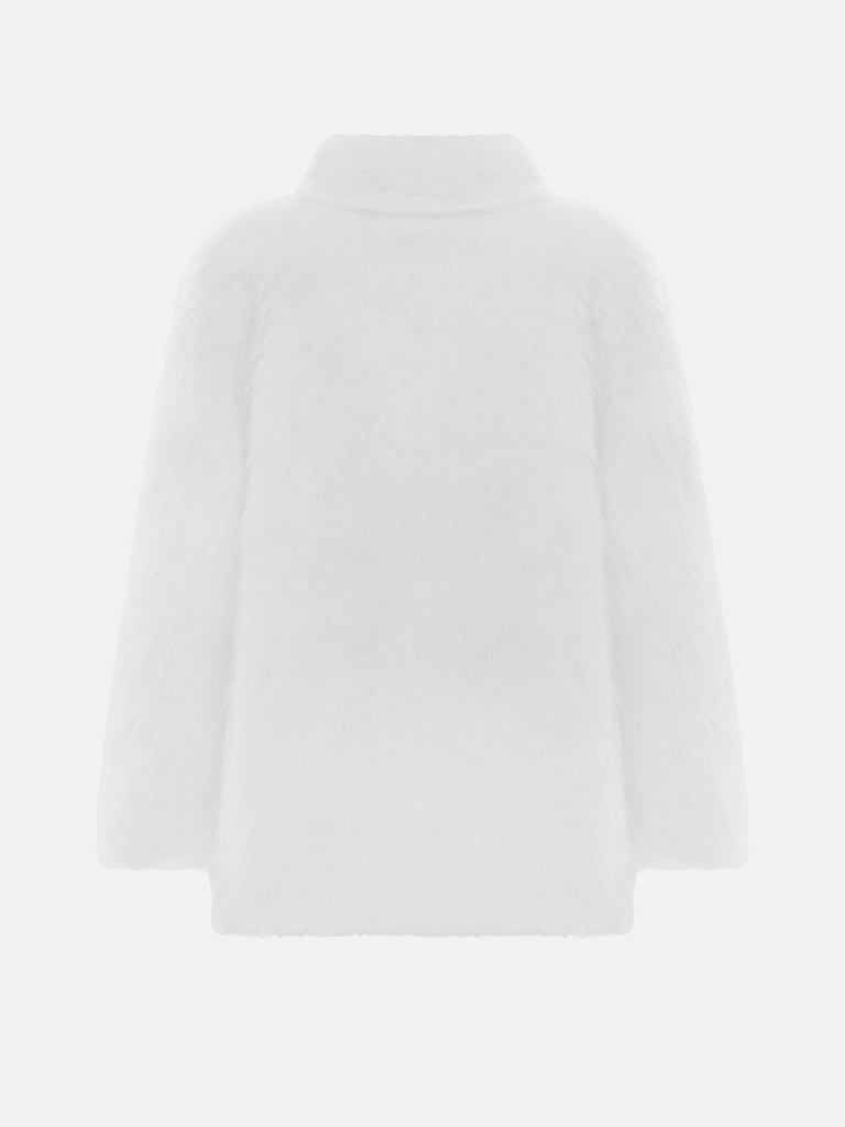 Экошуба свободного кроя с воротником-стойкой