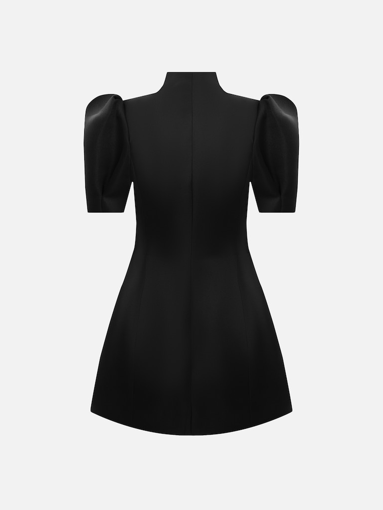 Платье мини из гладкой ткани с объемными рукавами