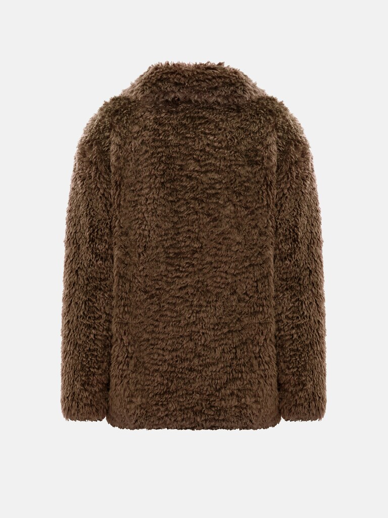 Short eco-fur coat with thick pile