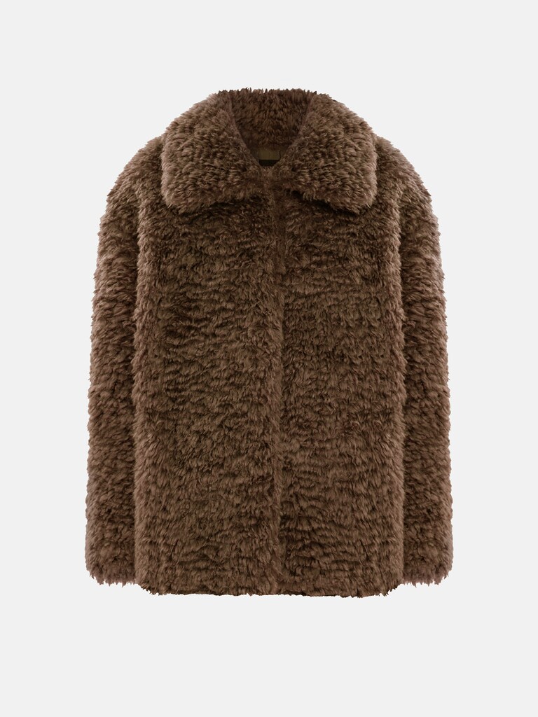 Short eco-fur coat with thick pile