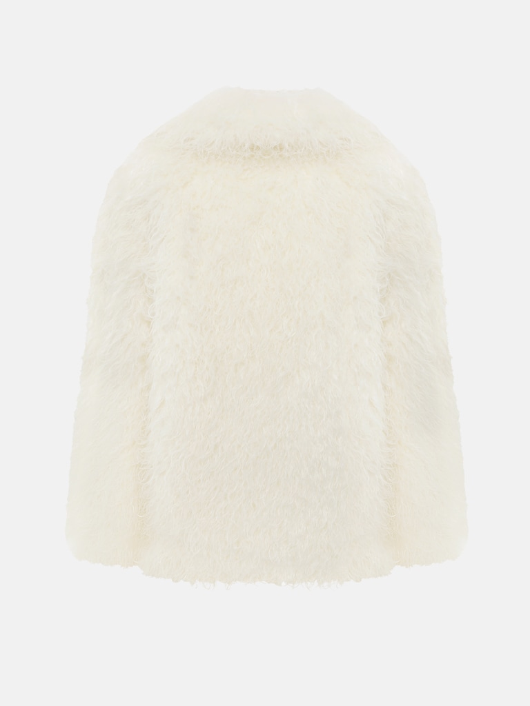 Короткая экошуба с объемным ворсом