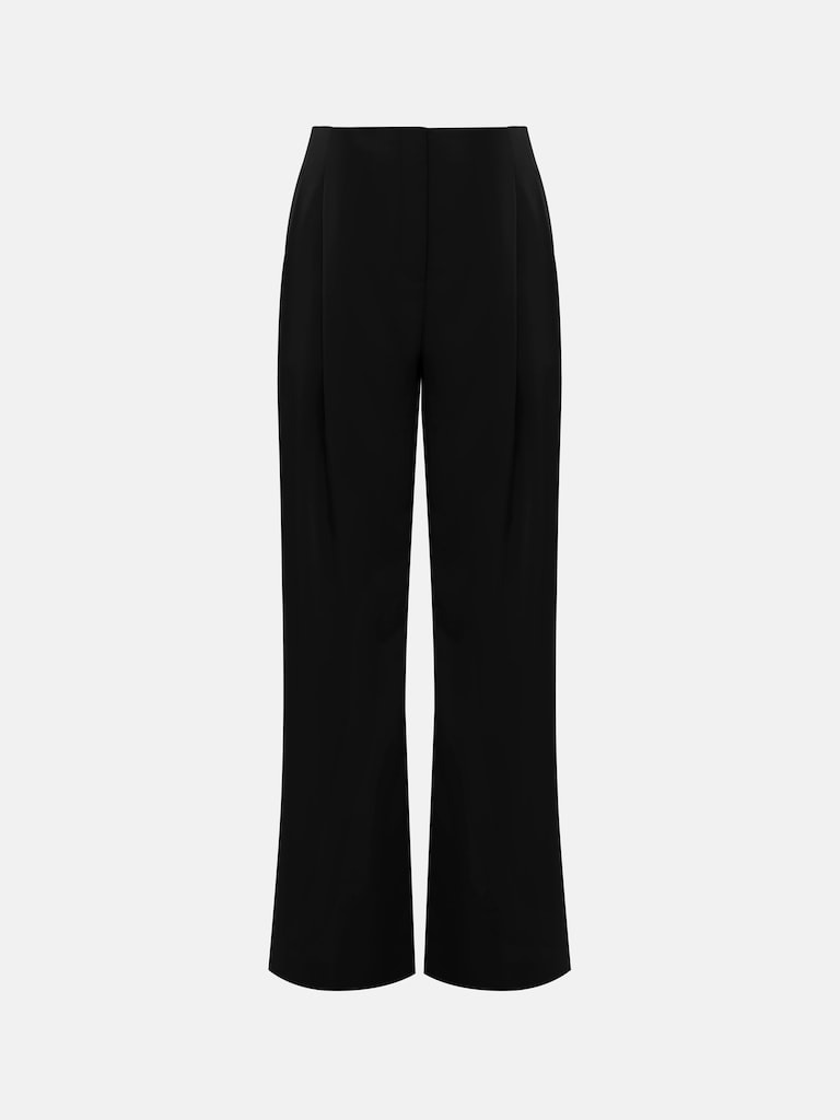 Satin palazzo trousers with pleats at the waist