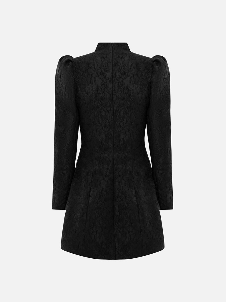 Fitted jacquard mini dress with accentuated shoulders