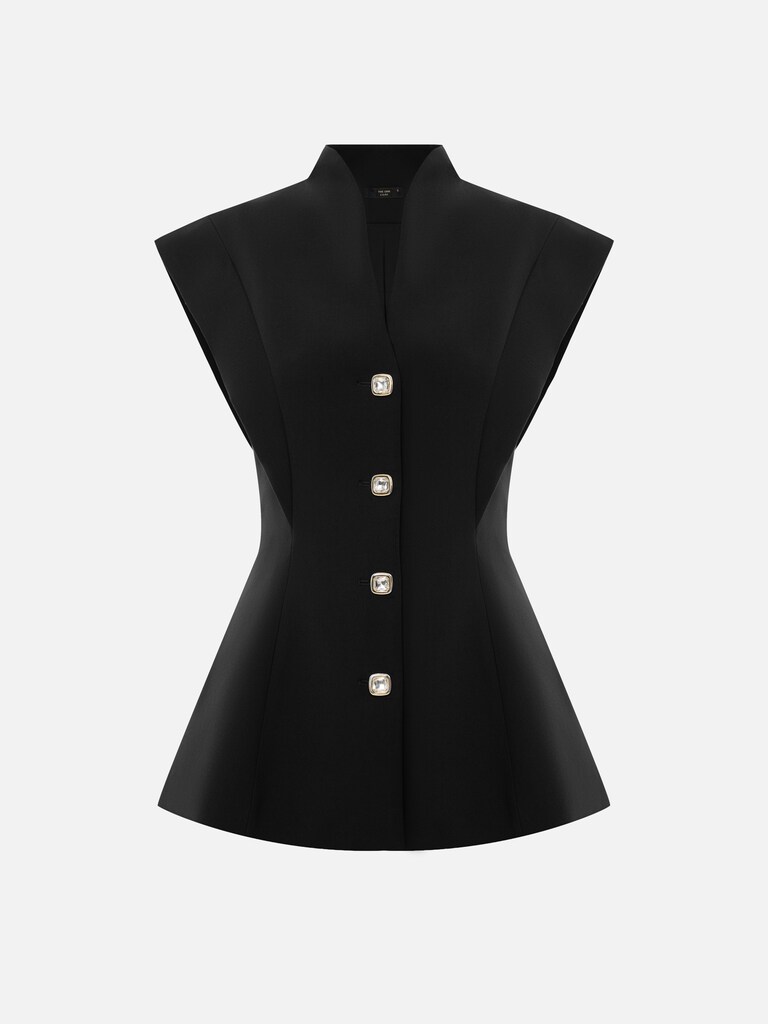 Fitted waistcoat with accentuated shoulders and peplum