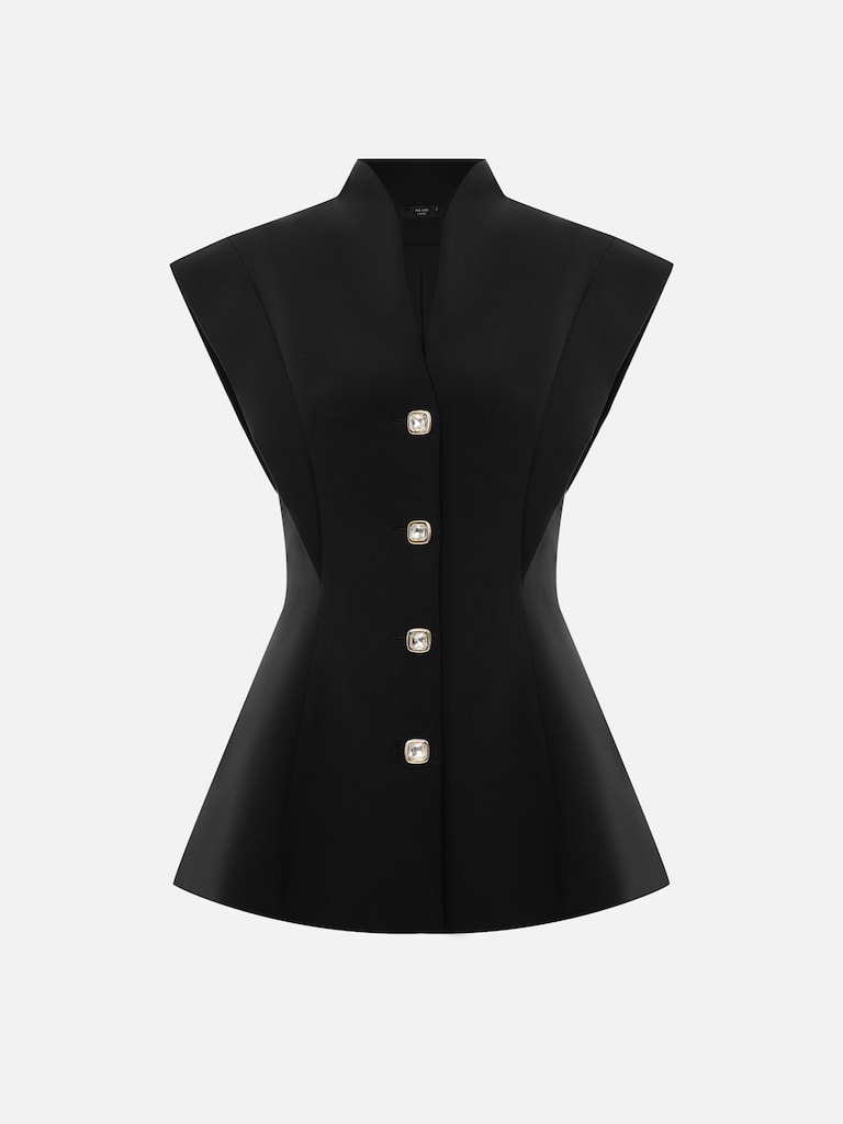 Gilet ajusté avec épaules accentuées et basque