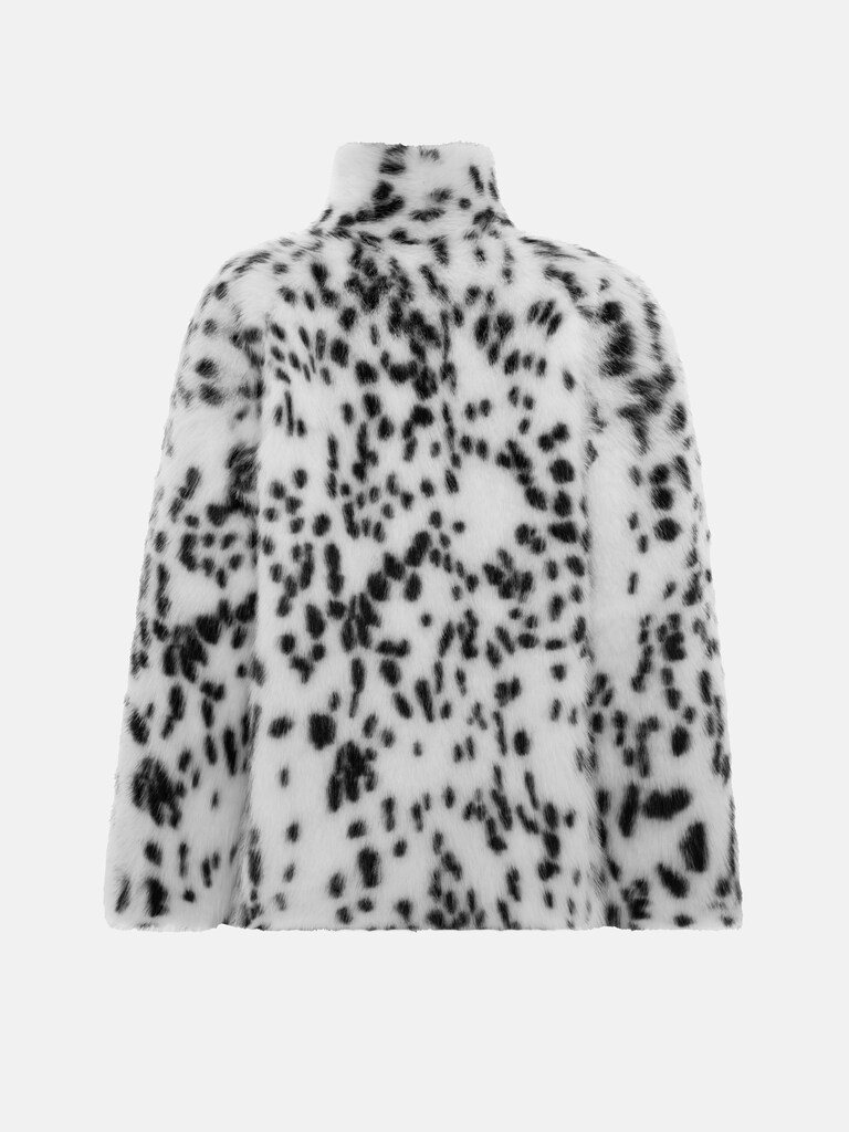 Short spotted eco-fur coat