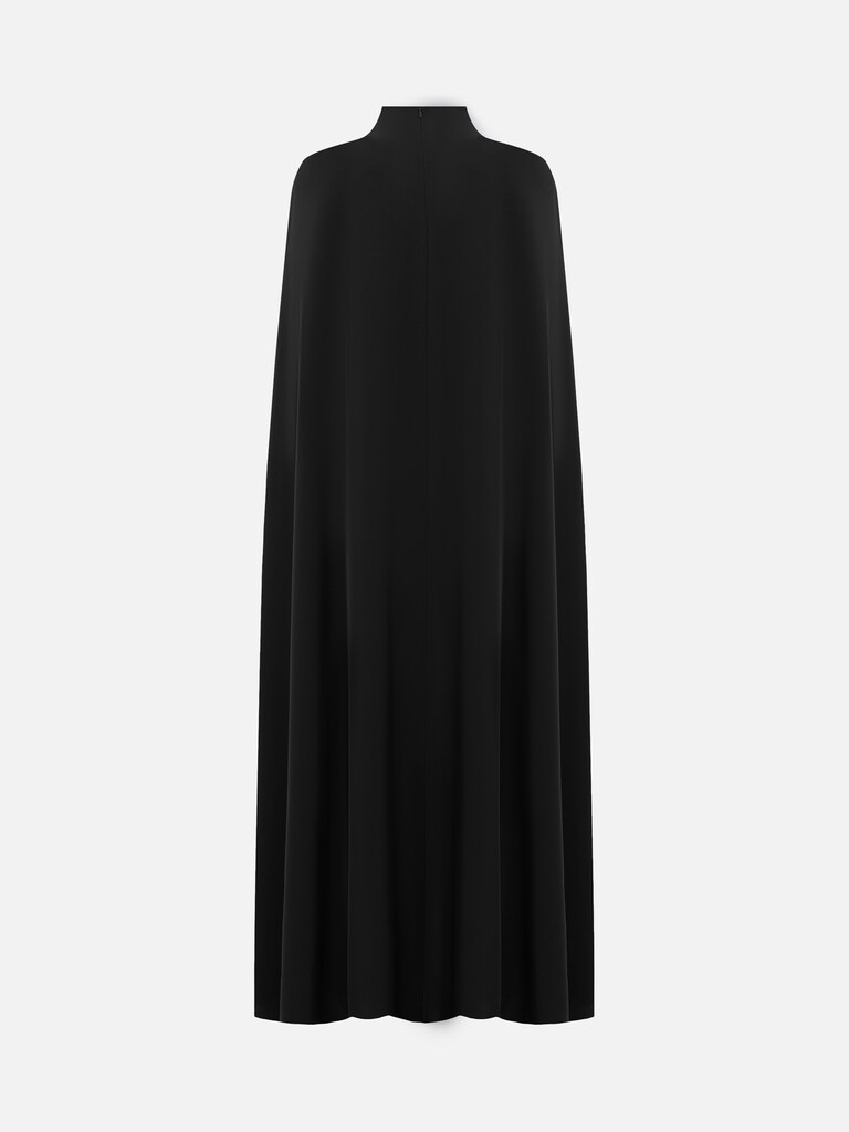 Fitted maxi dress with floor-length cape