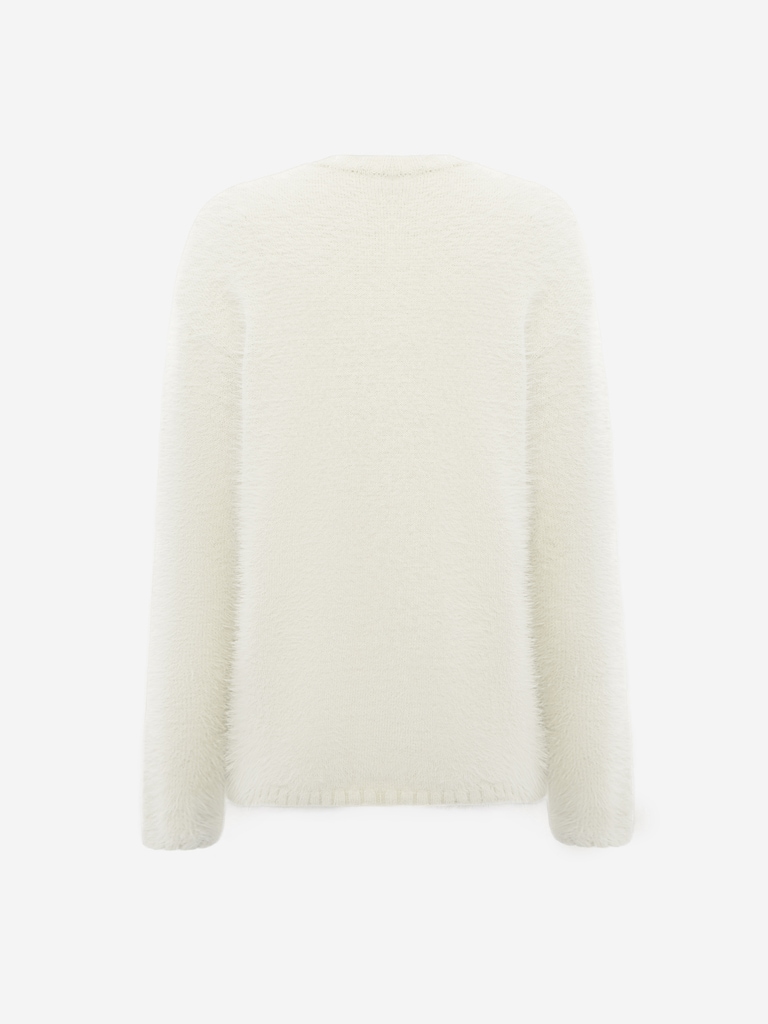 Свитер из пушистого трикотажа с деталями в рубчик