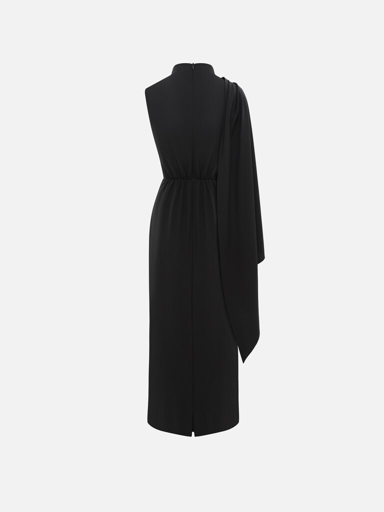 Maxi dress with one-shoulder draping