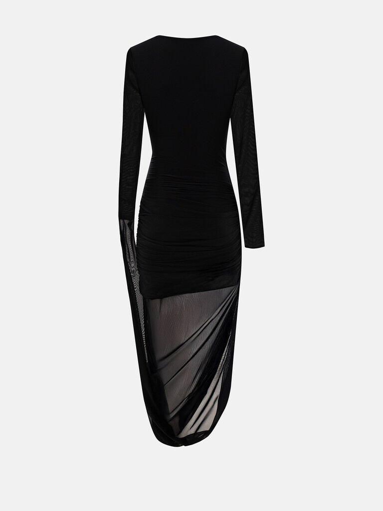Midi mesh dress with train