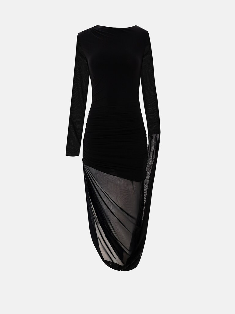 Midi mesh dress with train