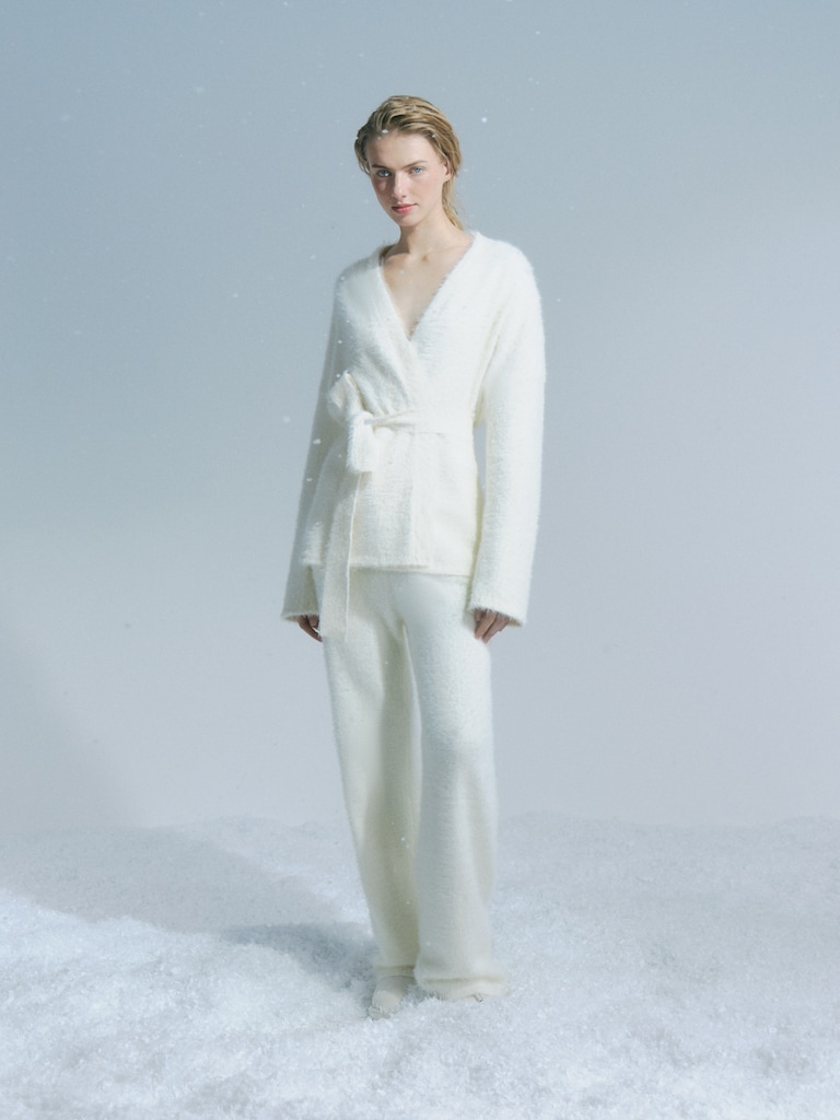 Straight-leg fluffy jersey trousers