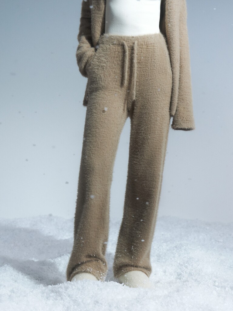 Straight-leg fluffy jersey trousers