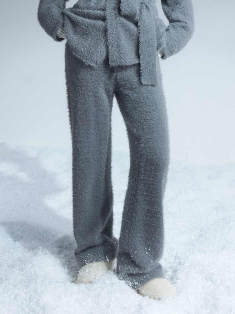 Gerade geschnittene flauschige Hose aus Jersey