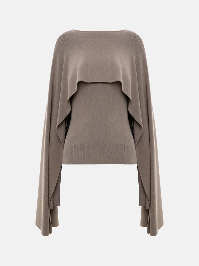 Viscose jumper with long cape
