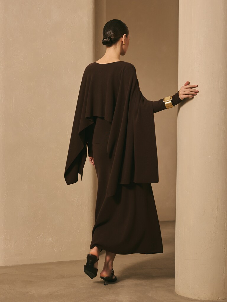 Viscose jumper with long cape